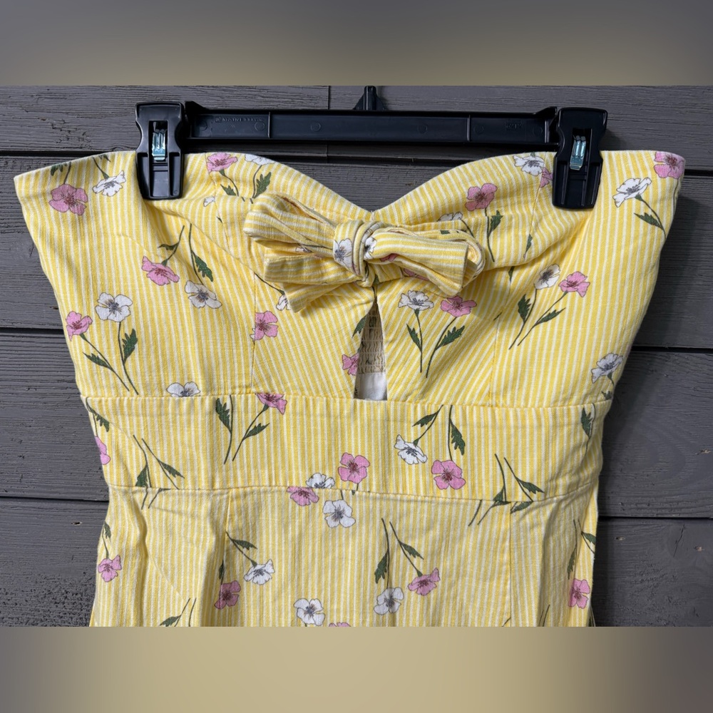 Finders Keepers Limoncello Floral Linen Strapless Bodycon Dress Sz M Easter - Picture 10 of 15